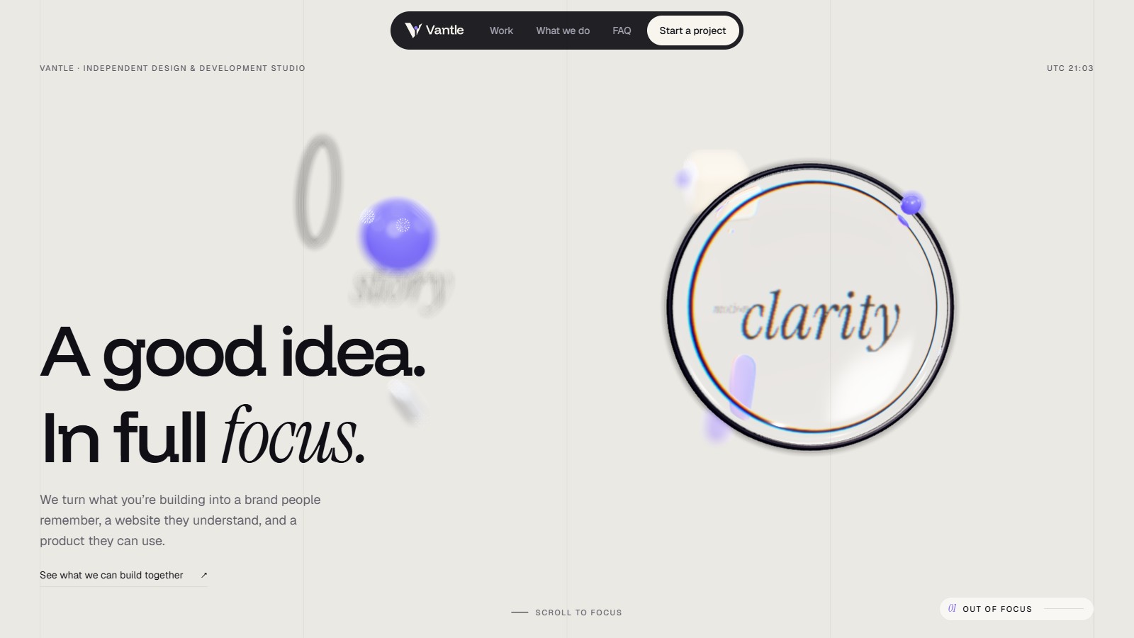 vantle.studio: A good idea. In full focus.